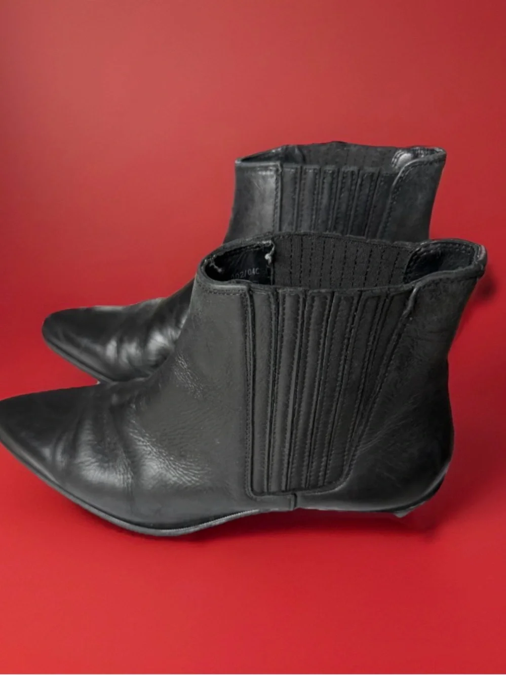 Zara Black Pointed-Toe Feau Leather Ankle Boots EU40 US 9.5 - Picture 5 of 12